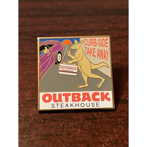 Outback Steakhouse Curb-Side Take Away Kangaroo Lapel Hat Pin - Picture 1 of 3
